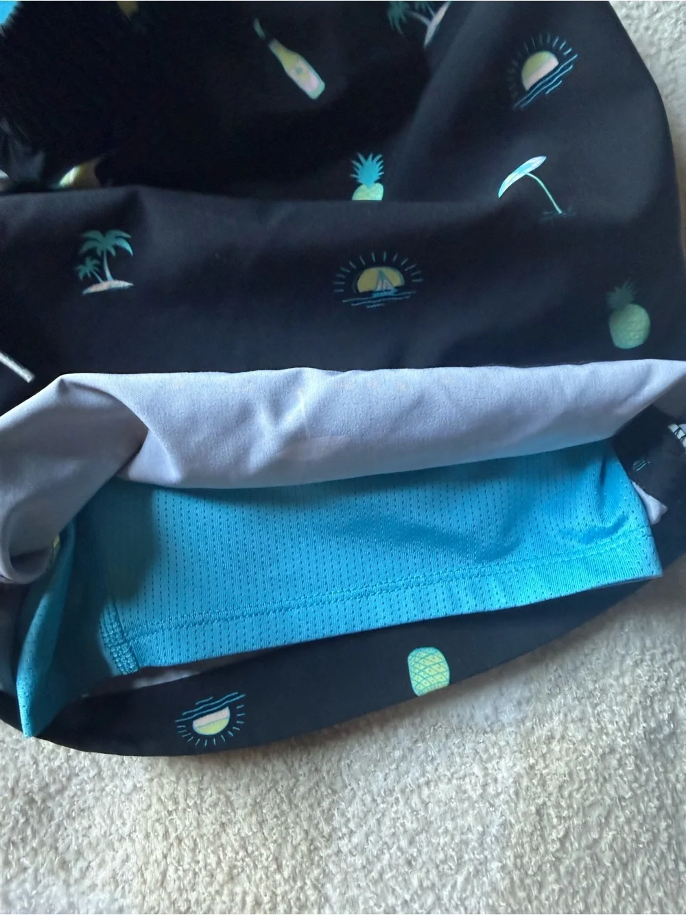 chubbies Black Tropical Surf Motif Lined Swim Shorts, Sz Small